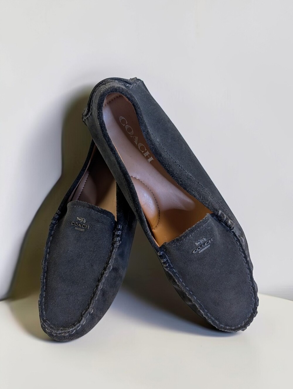 Coach Amber Suede Driving Moccasins Loafers Black 9.5B A00277